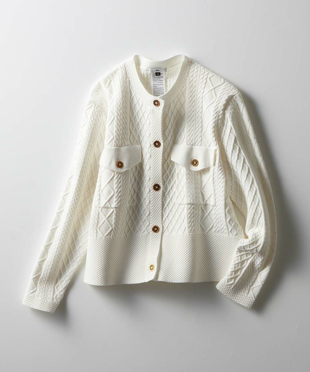 Sov. / レーヨンナイロンダルケーブルニットジャケット TOPS Night