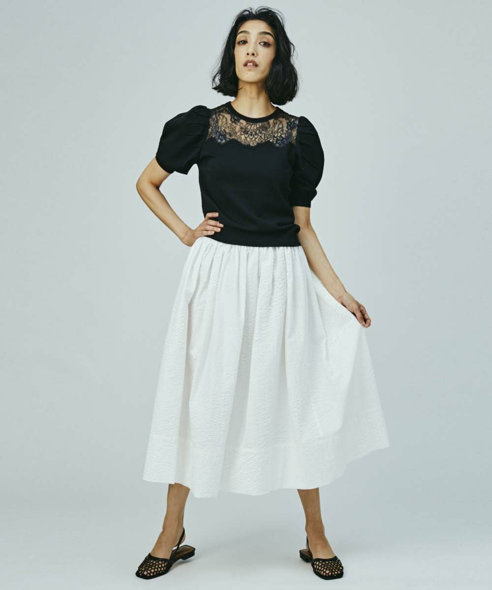 ダブスタ sov.大人気 レース セット Sov./ フラワーレースカラーニット TOPS Night STORE | ダブル
