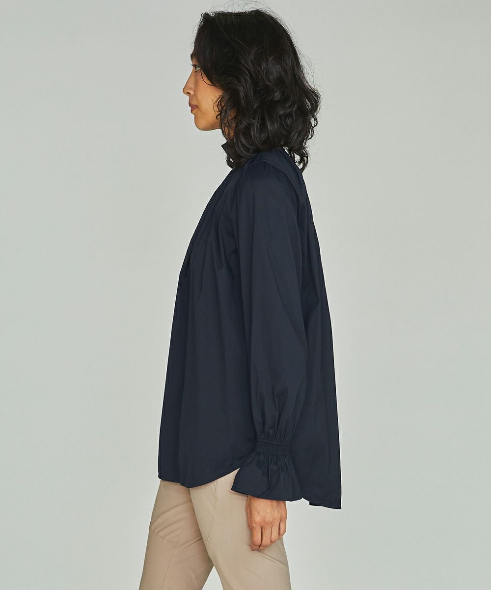 ダブルスタンダードクロージング　楊柳シャンブレースタンドカラーブラウス DSC /スタンドカラーフリルブラウス TOPS Night STORE | ダブル