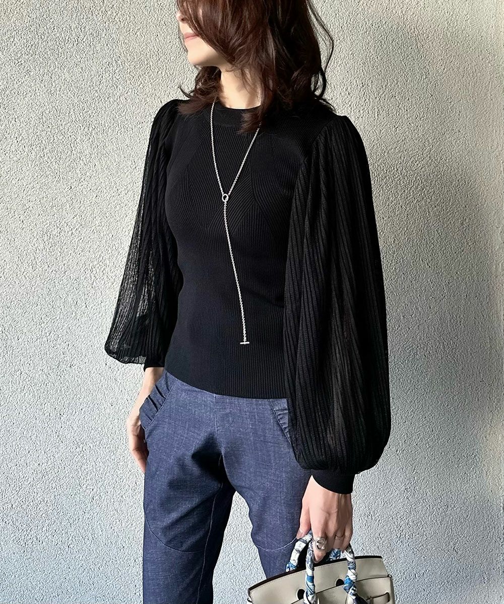 AKKO×Sov. / チュールバルーンスリーブニット（WEB限定）(SALE) TOPS