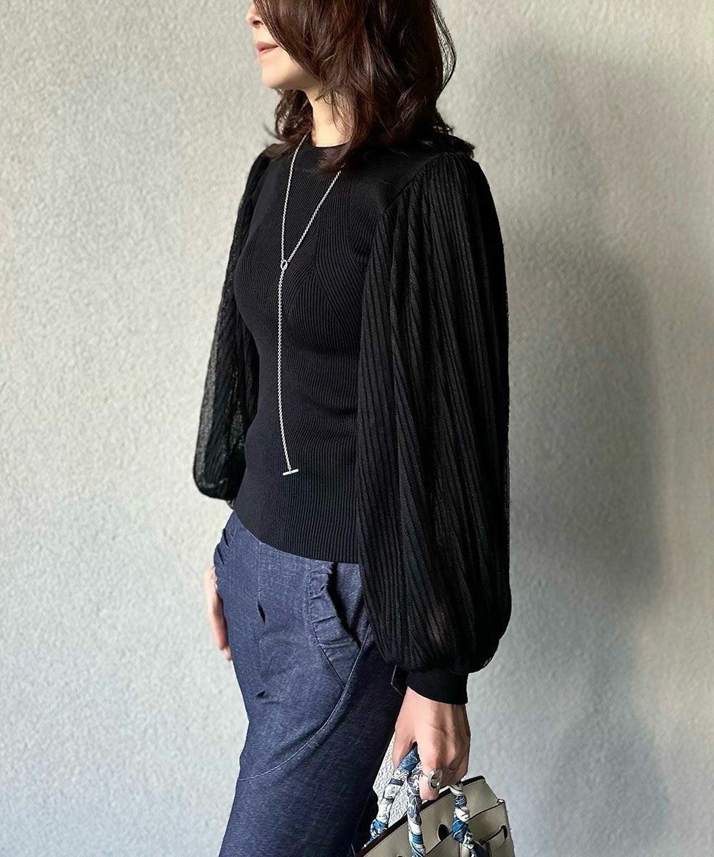 AKKO×Sov. / チュールバルーンスリーブニット（WEB限定）(SALE) TOPS