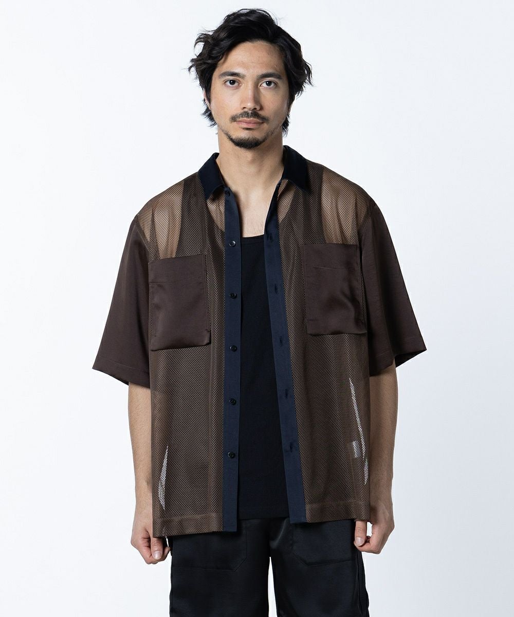 D/him サテン×メッシュシャツ(SALE) D／him OUTLET Night STORE