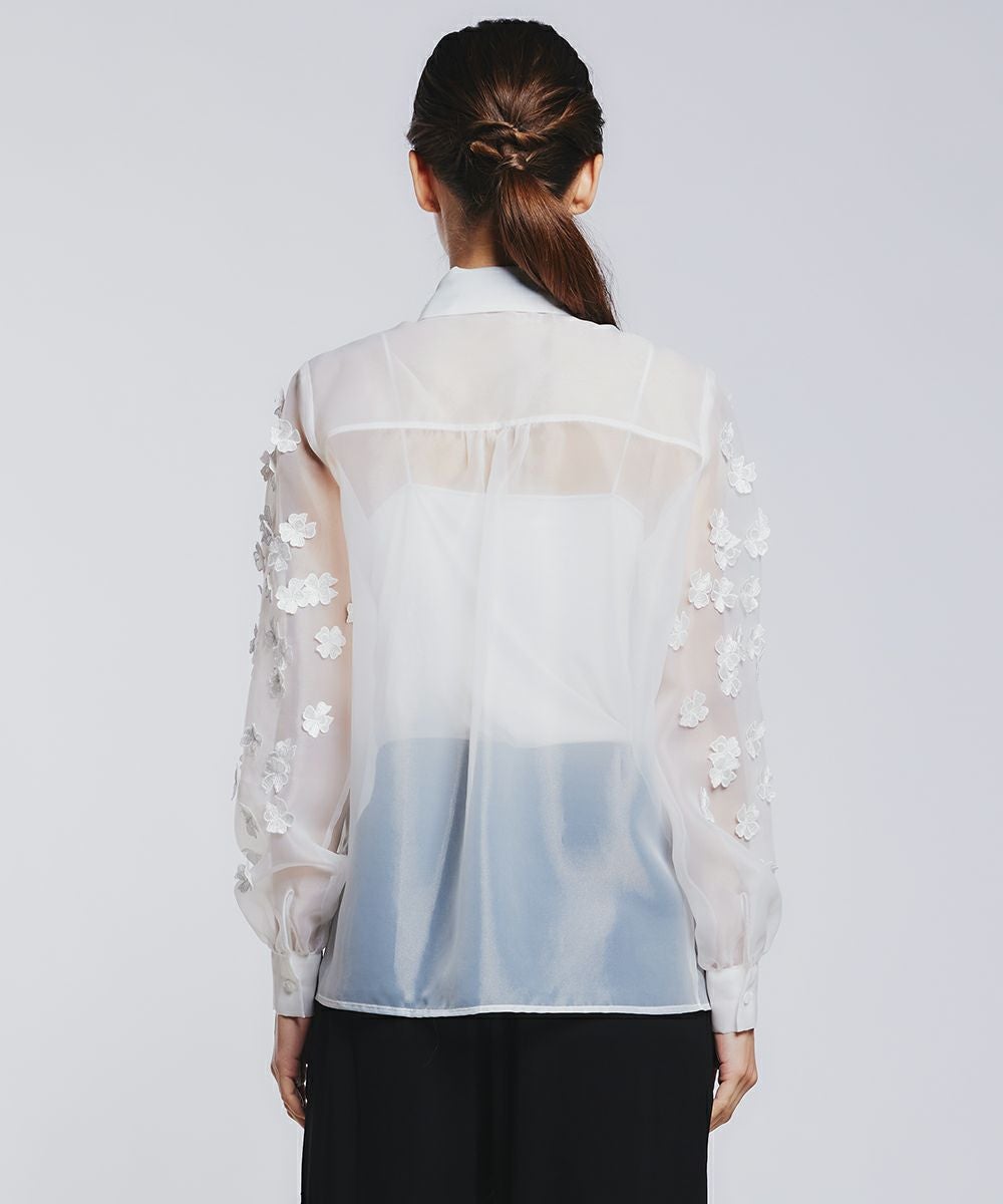 Sov. / オーガンジーフラワーボウタイシャツ TOPS Night STORE