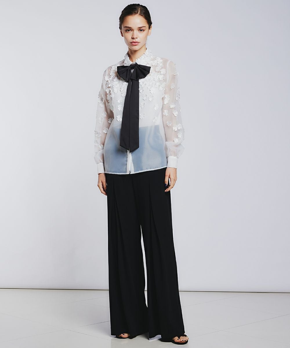 Sov. / オーガンジーフラワーボウタイシャツ TOPS Night STORE