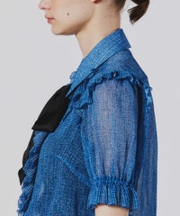 DSC / デニムプリントシフォンブラウス TOPS Night STORE | ダブル 