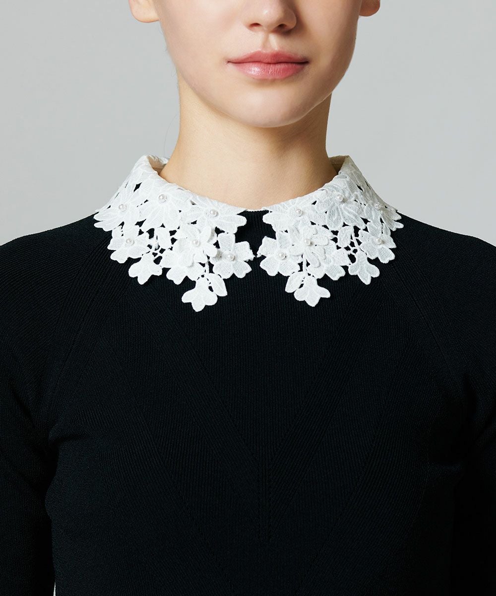 Sovパール刺繍ニットトップス　ブラック　36 Sov. / パール刺繍ニットトップス TOPS Night STORE | ダブル
