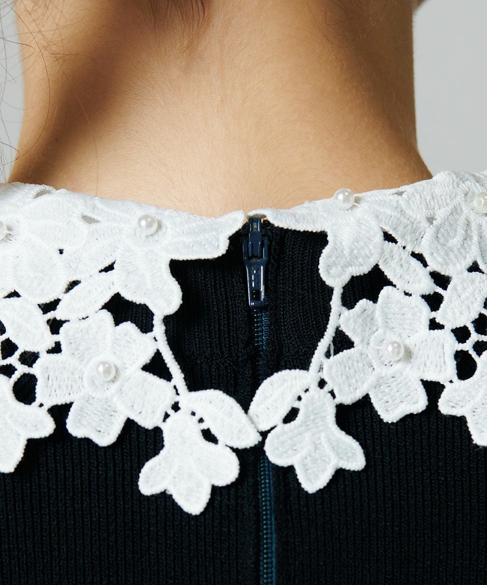 Sovパール刺繍ニットトップス　ブラック　36 Sov. / パール刺繍ニットトップス TOPS Night STORE | ダブル