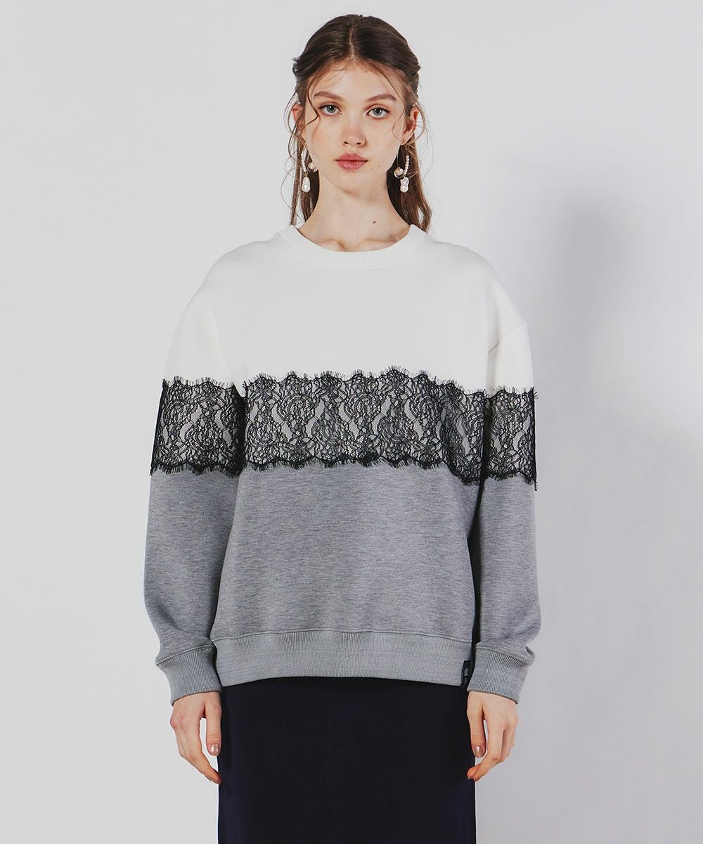 【SALE】Sov. レースダンボールニットプルオーバー　フリーサイズ Sov. / レースダンボールニットプルオーバー(WEB限定) TOPS Night