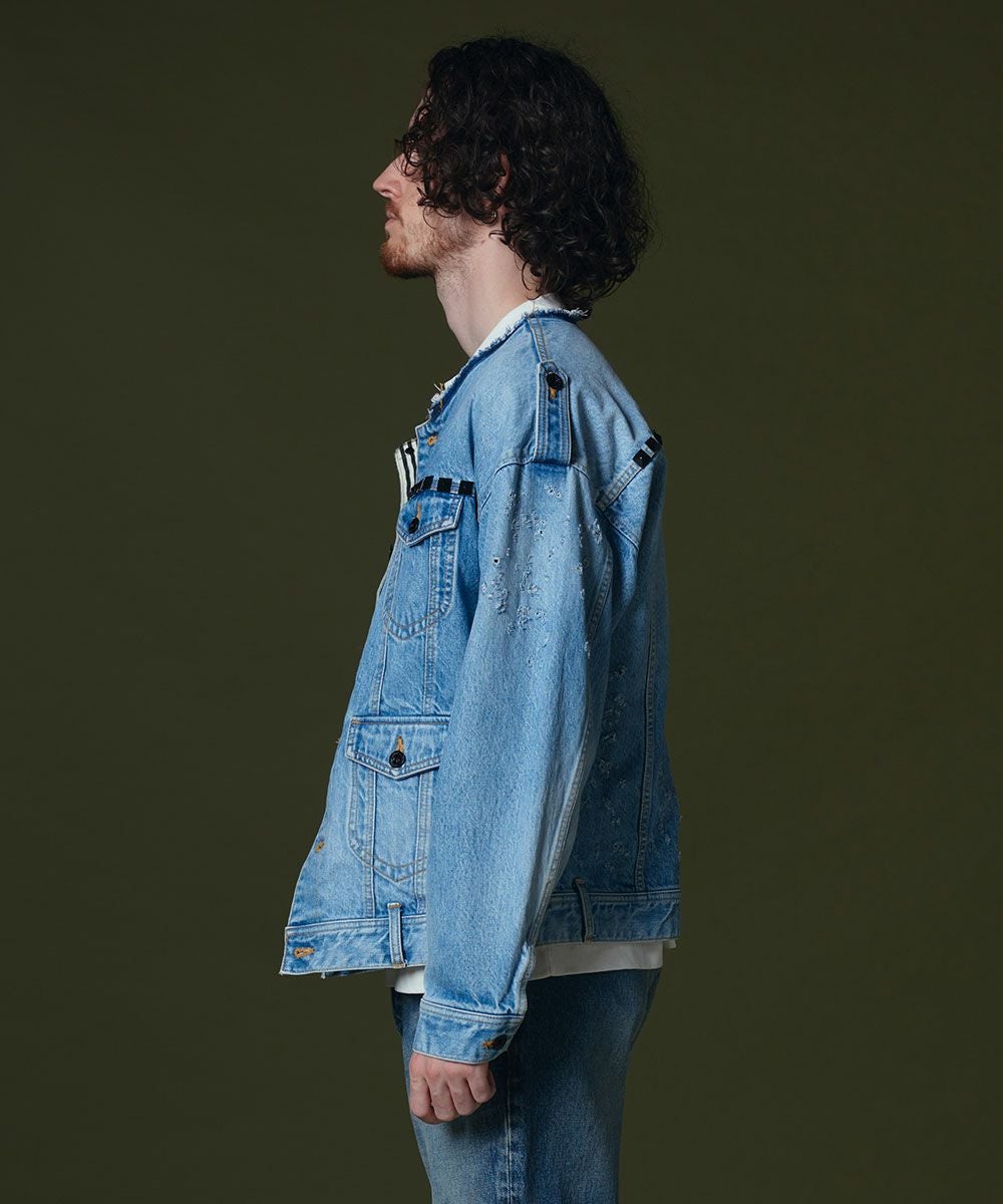 D/him ノーカラースタッズデニムジャケット(SALE) JACKETS Night STORE