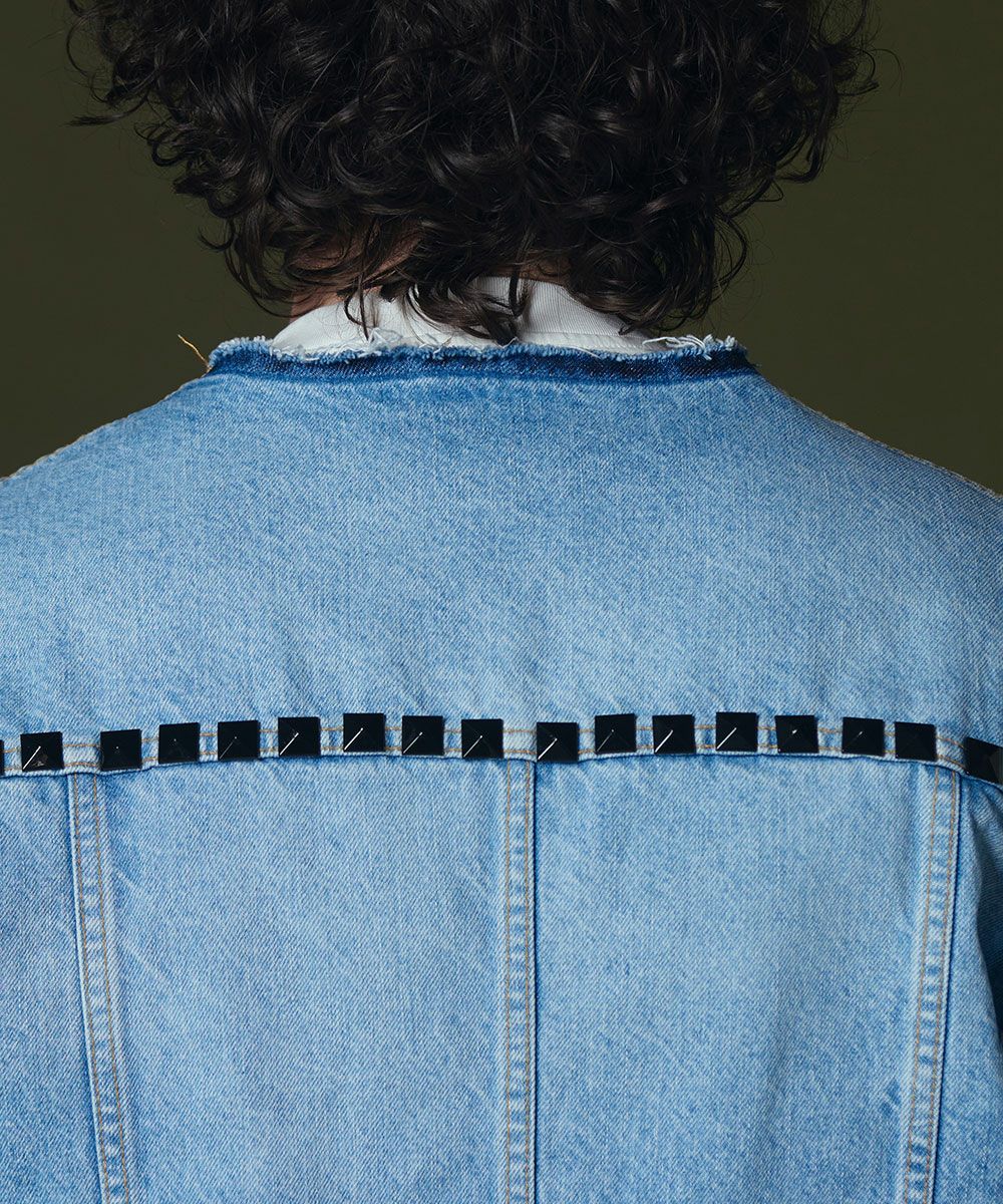 D/him ノーカラースタッズデニムジャケット(SALE) JACKETS Night STORE