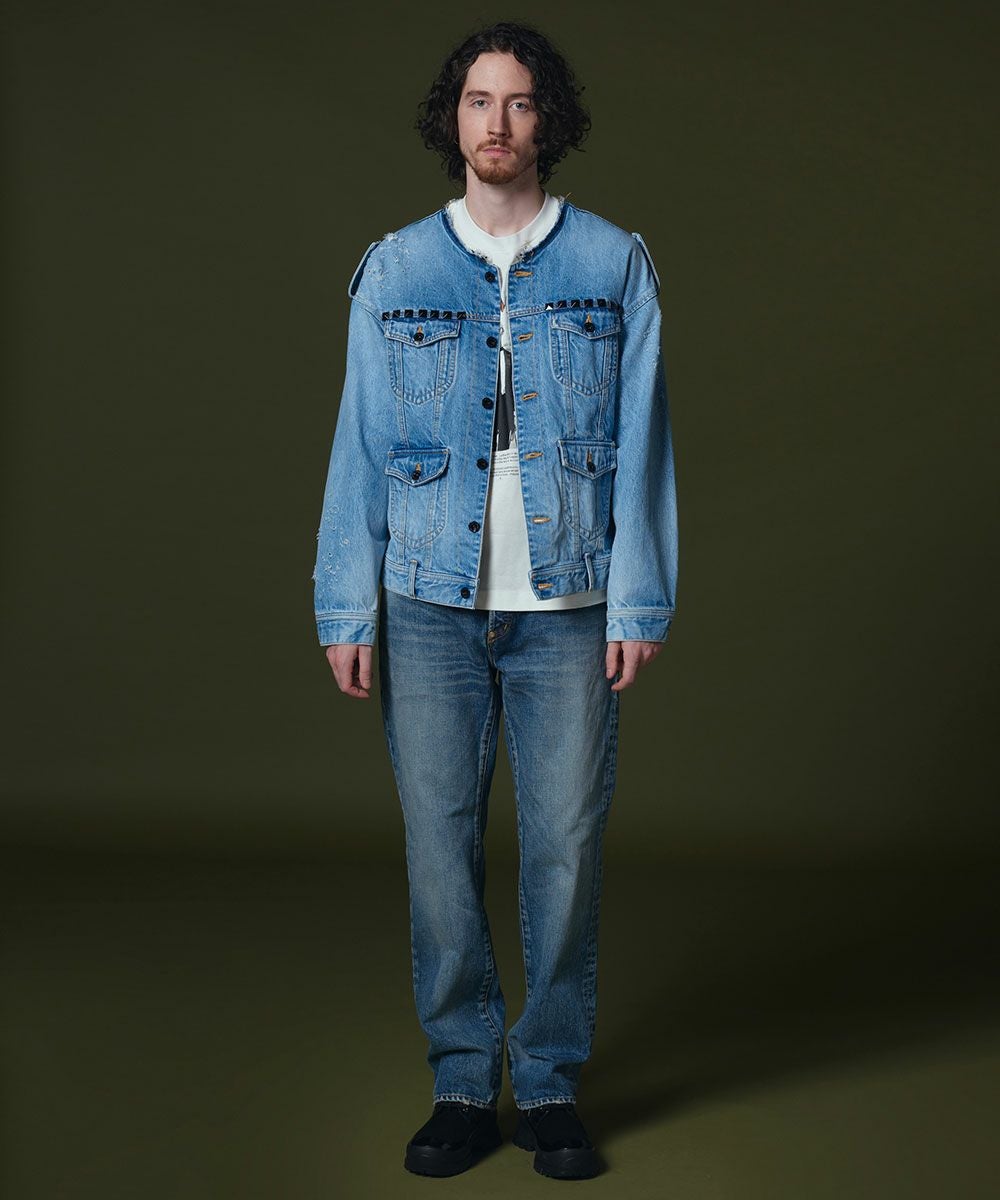 D/him ノーカラースタッズデニムジャケット(SALE) JACKETS Night STORE