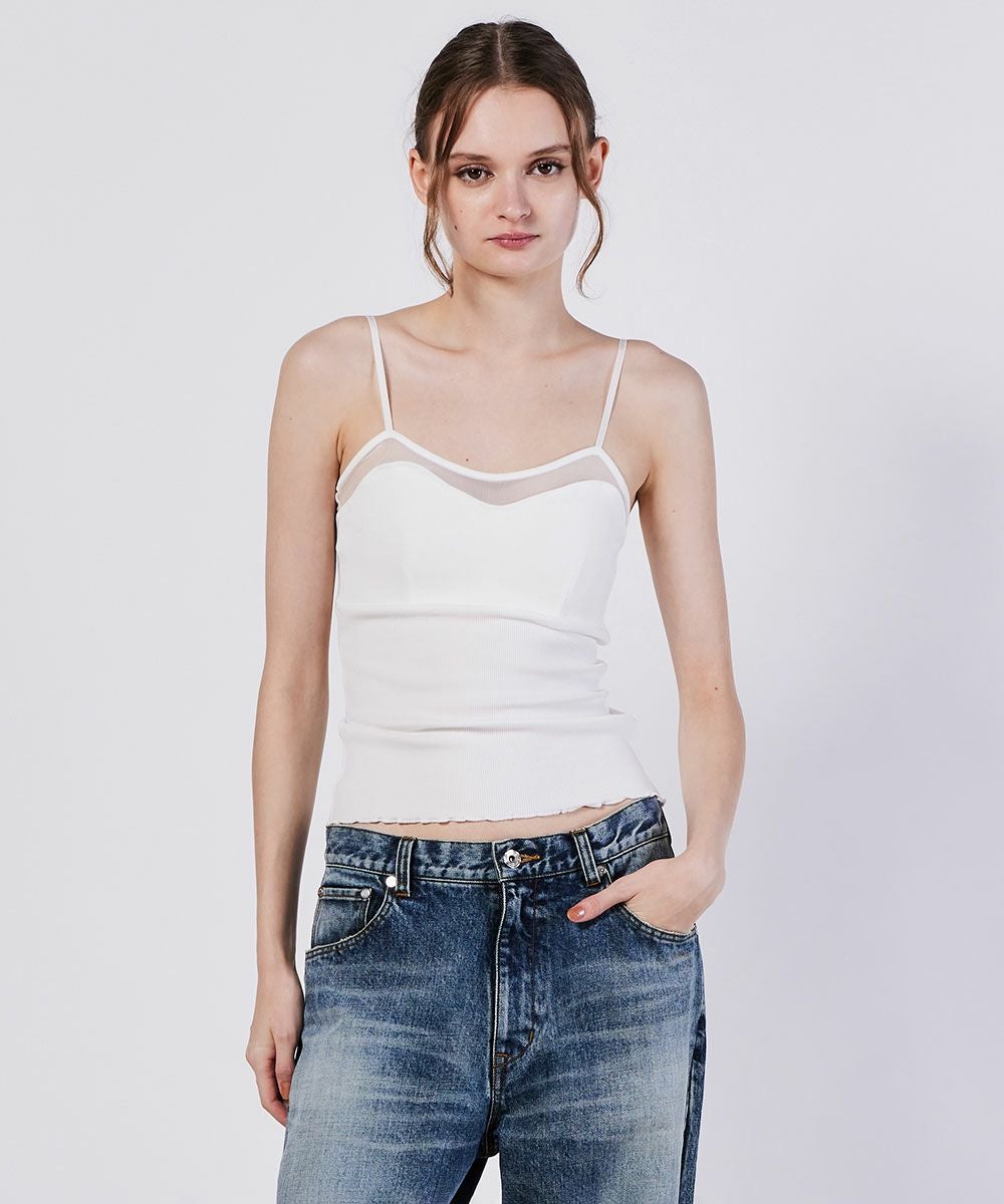 Sov. / カップ付シースルーキャミソール TOPS Night STORE | ダブル
