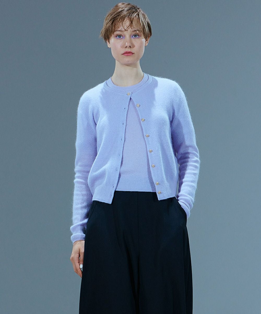 【TTT_MSW 22SS】モヘア クルーネック カーディガン M Sov. / モヘアクルーネックニットカーディガン(SALE) TOPS Night STORE
