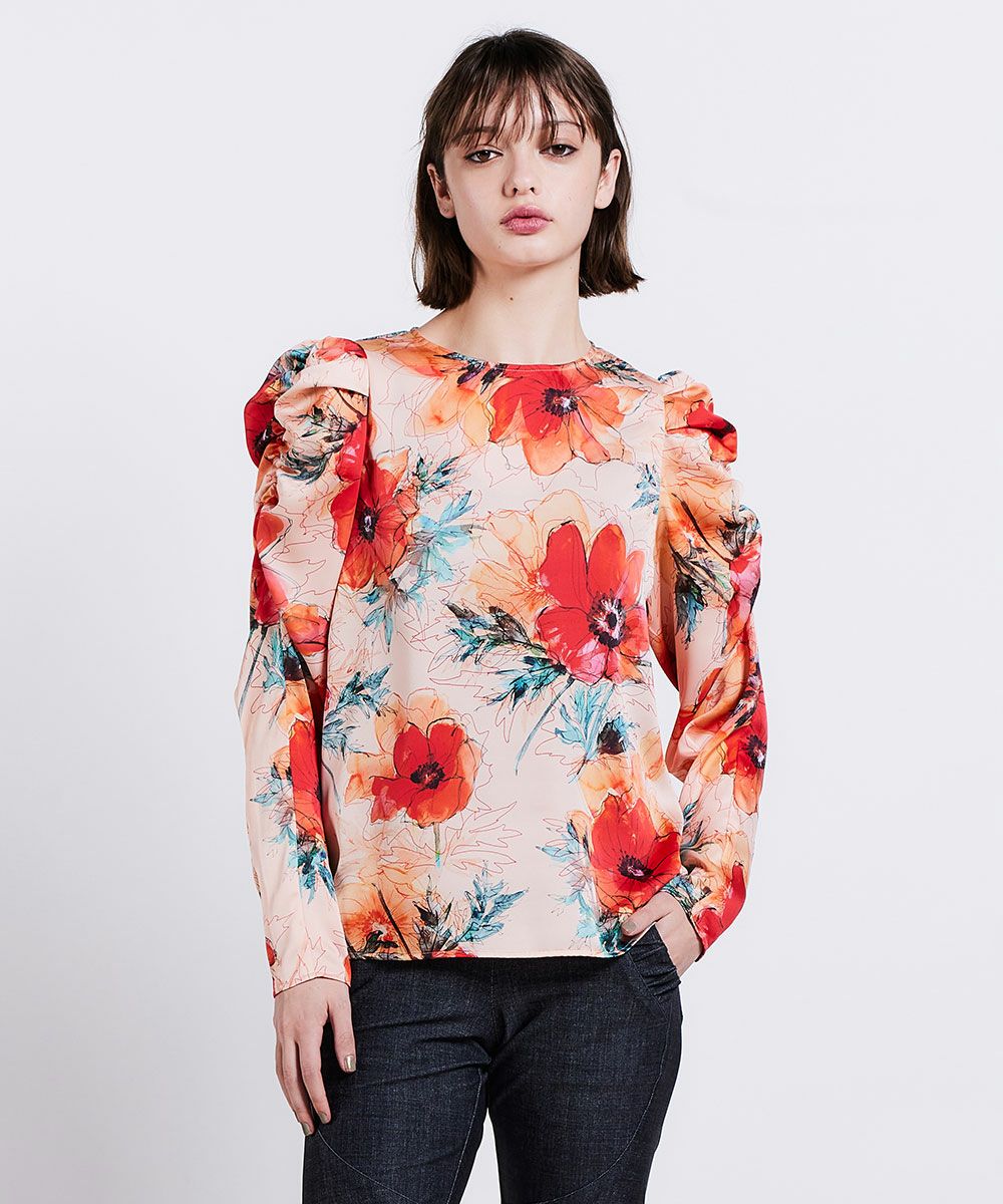 Sov. / フラワーサテンブラウス(SALE) TOPS Night STORE | ダブル