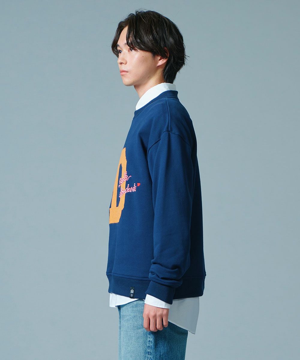 D/him Dロゴ刺繍コットン裏毛プルオーバー TOPS Night STORE | ダブル