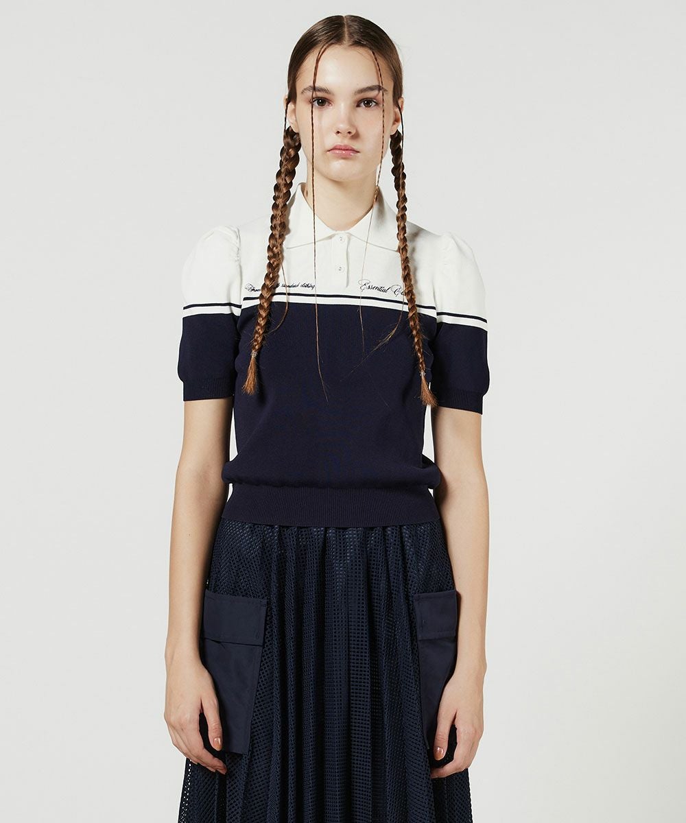 ESSENTIAL / パフスリーブニットポロ(SALE) TOPS Night STORE | ダブル