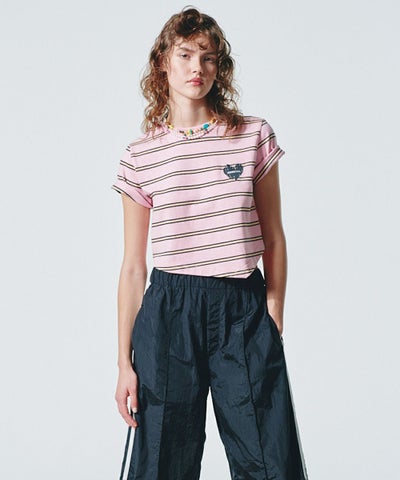 ESSENTIAL / ボーダー天竺アシンメトリーTシャツ TOPS Night STORE 