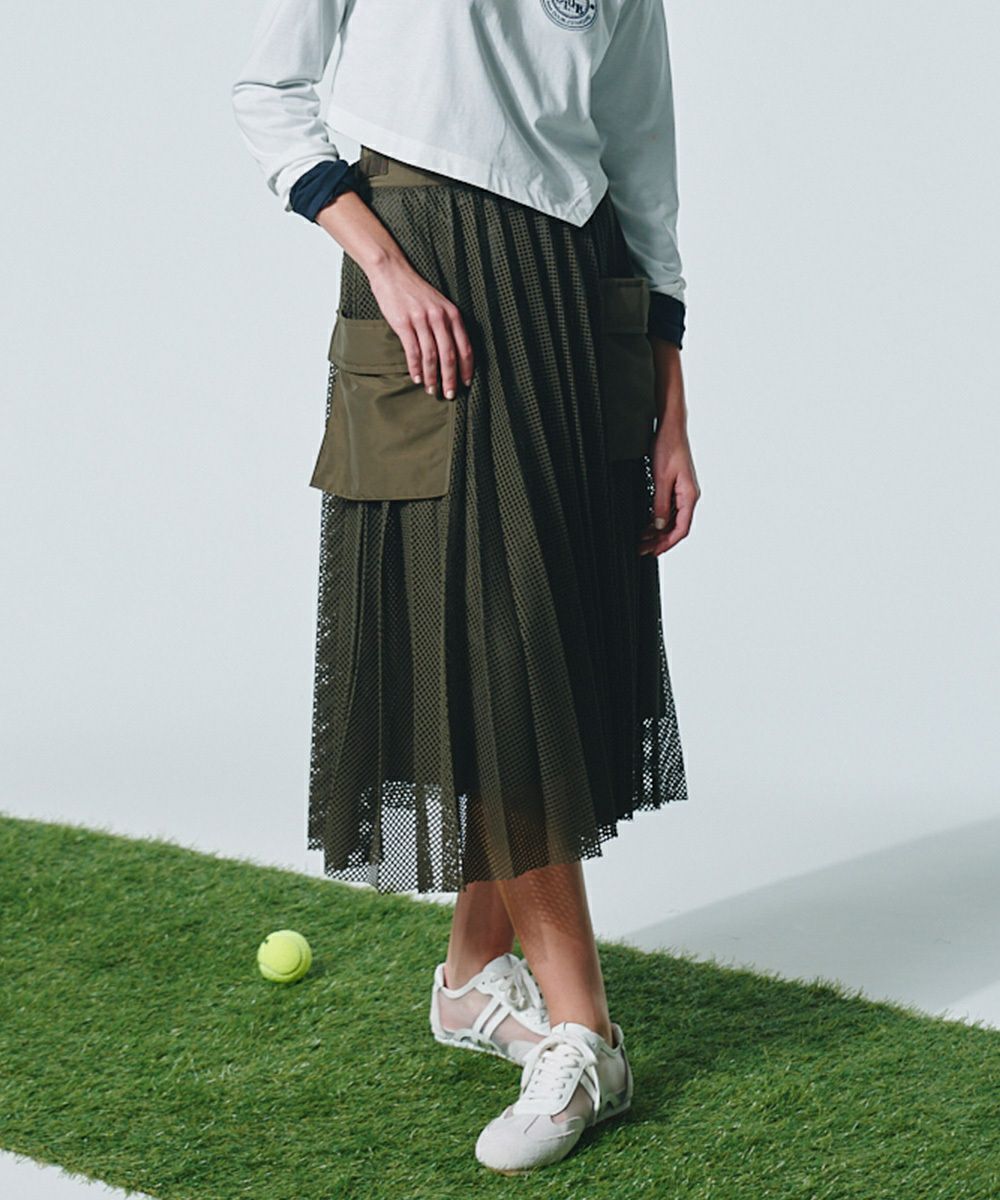 ESSENTIAL / メッシュレースプリーツスカート BOTTOMS Night STORE