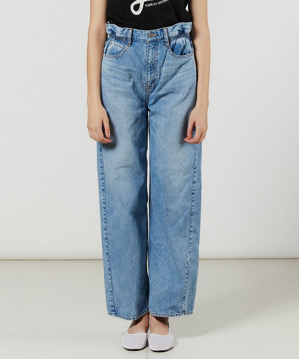 25SS 完売品 極美品 ダブスタ ウエストフリルワイドデニムパンツ 34 青 DSC / ウエストフリルワイドデニムパンツ BOTTOMS Night STORE