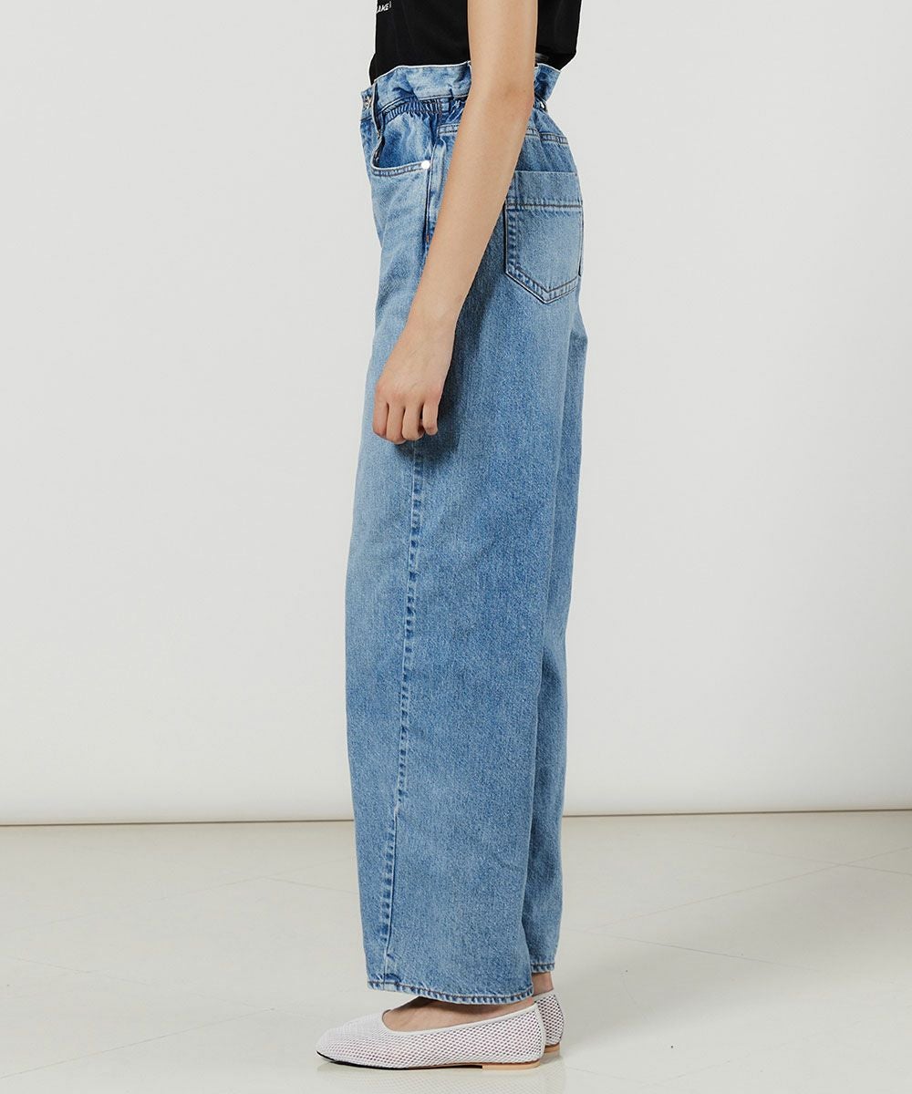 25SS 完売品 極美品 ダブスタ ウエストフリルワイドデニムパンツ 34 青 DSC / ウエストフリルワイドデニムパンツ BOTTOMS Night STORE