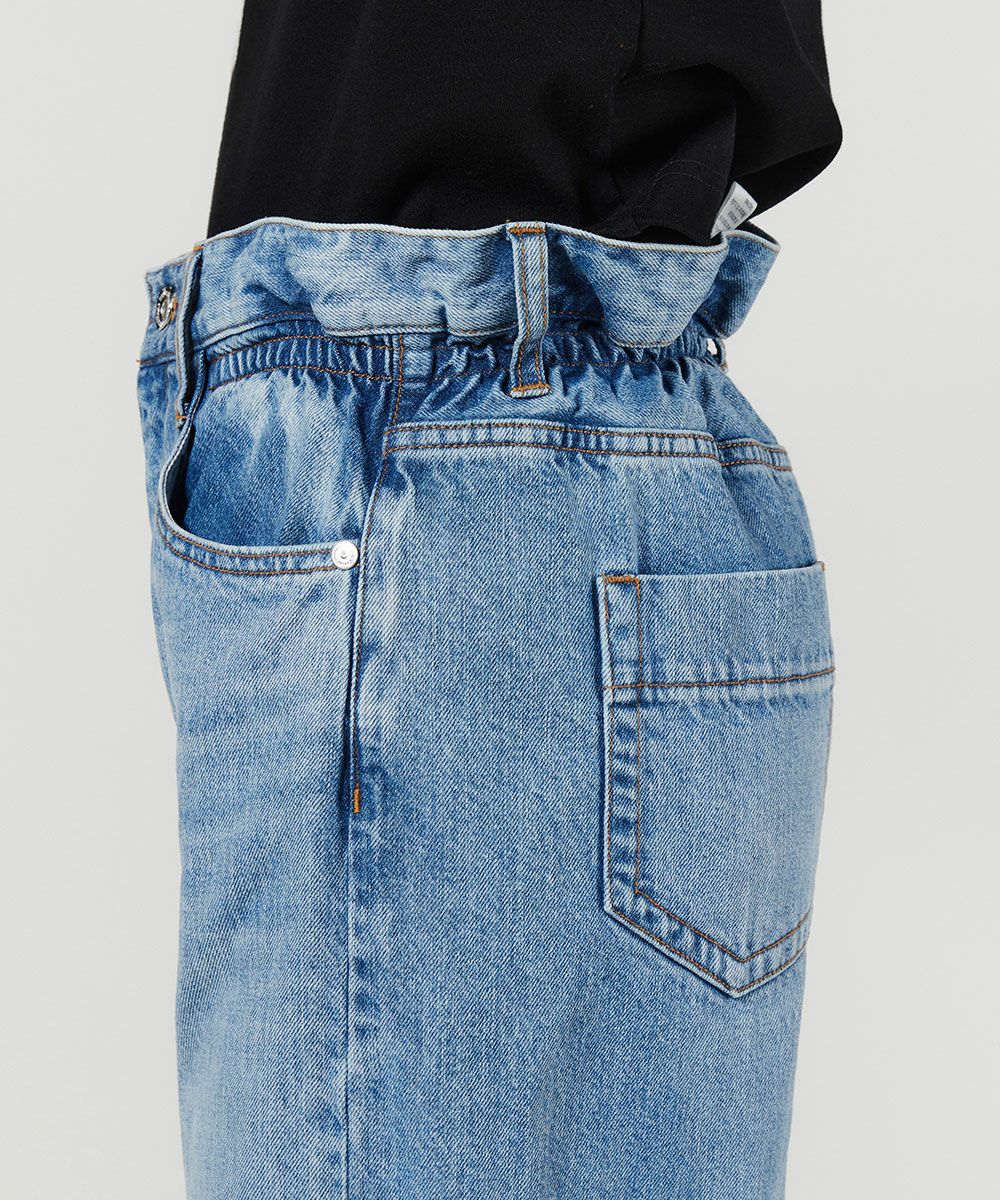 DSC / ウエストフリルワイドデニムパンツ BOTTOMS Night STORE