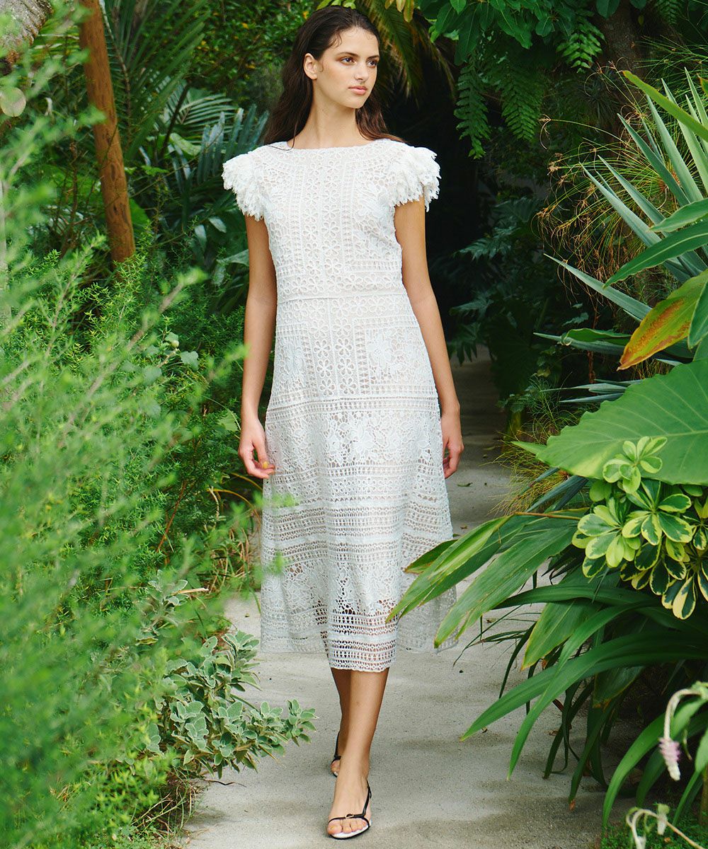 TAV COOK s　タヴ　ドレス CORCOVADO / パネル柄レースフラッタースリーブドレス(SALE) DRESS