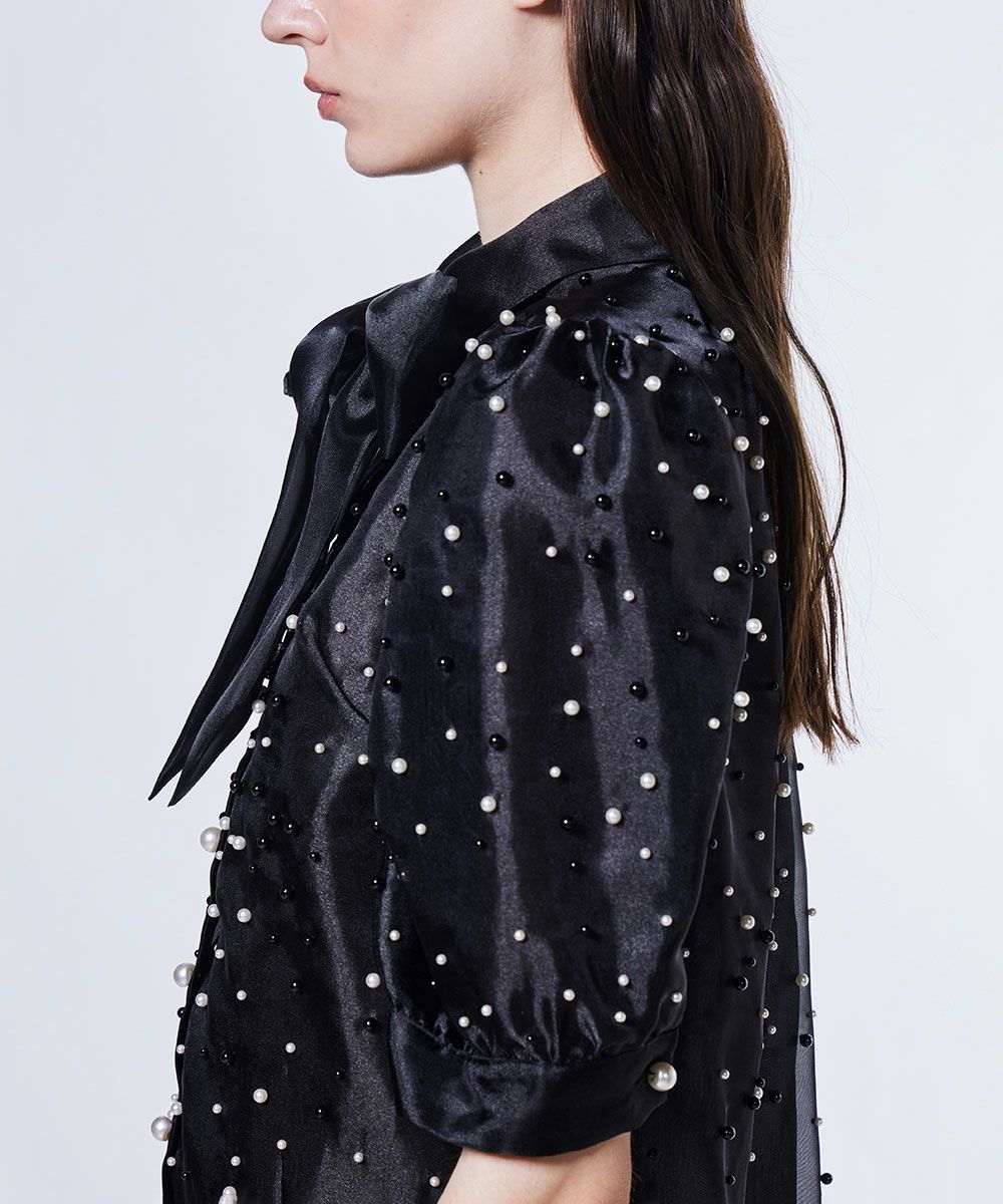 正規品　美品　Sov. パールシアーボウタイブラウス　38 Sov. / パールシアーボウタイブラウス TOPS Night STORE | ダブル