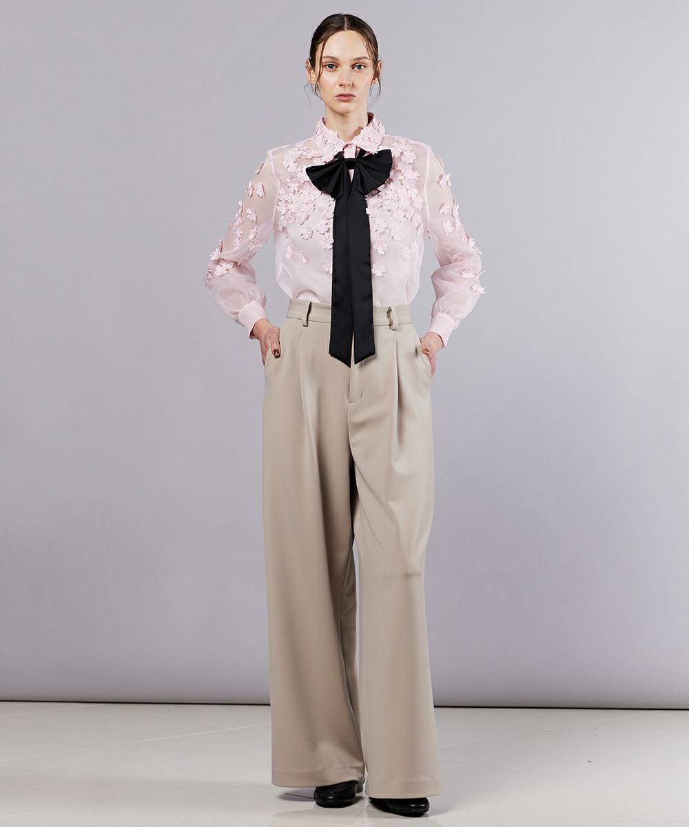 Sov. / オーガンジーフラワーボウタイシャツ TOPS Night STORE