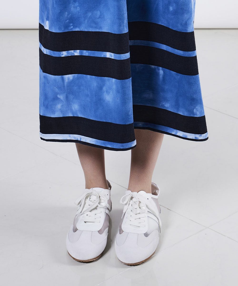 45R　ボーダー　コットン　天竺　ロングワンピース　ロゴプレート　日本製 ESSENTIAL / ボーダーコットン天竺ワンピース DRESS Night STORE