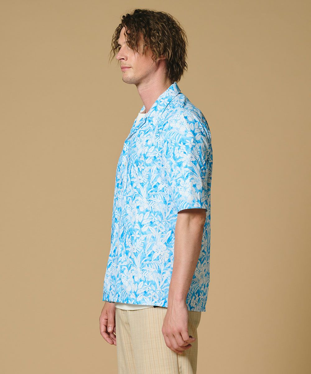 POINT 10%】ORIAN フラワー柄テクニカルオープンカラーシャツ TOPS