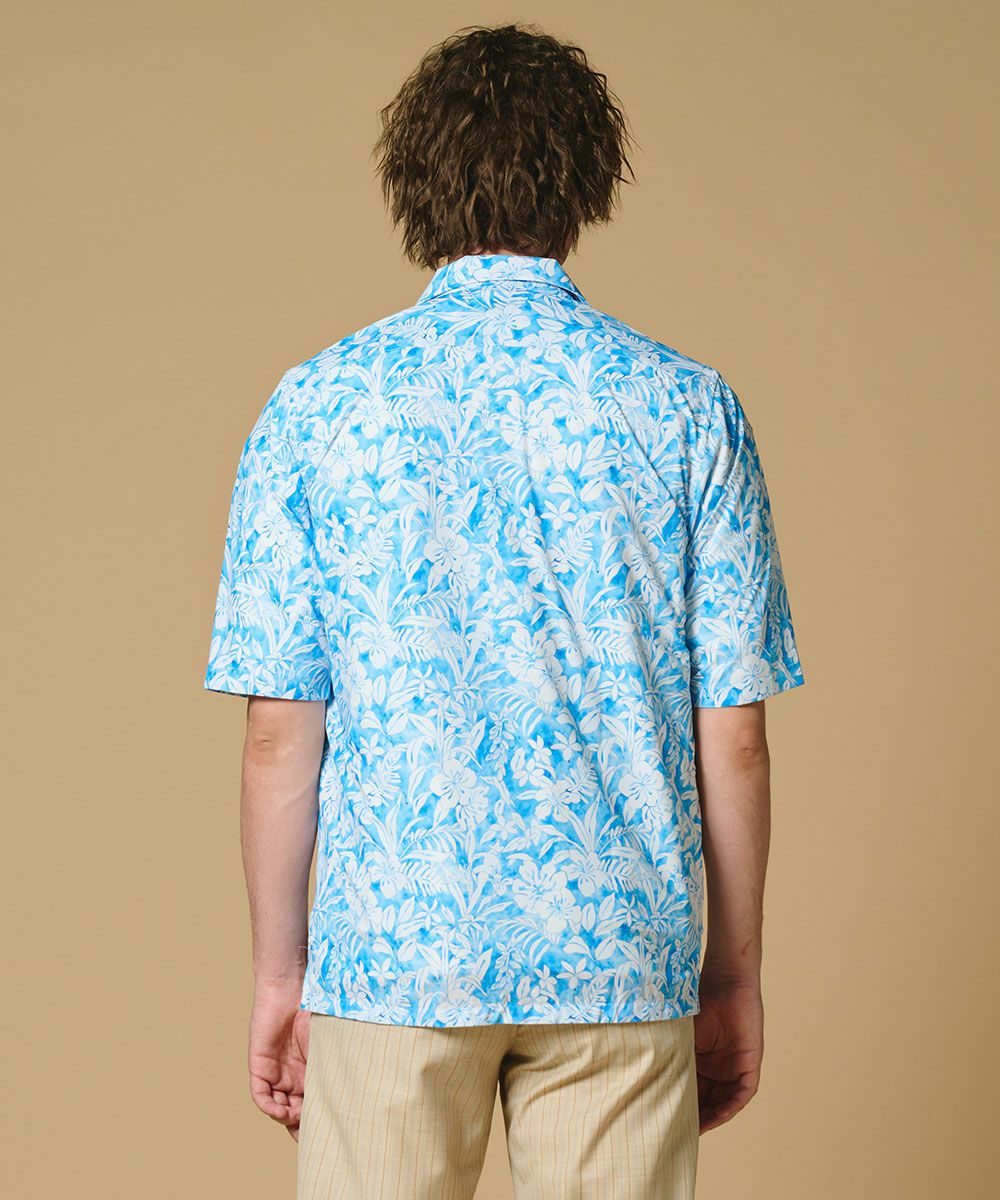 POINT 10%】ORIAN フラワー柄テクニカルオープンカラーシャツ TOPS