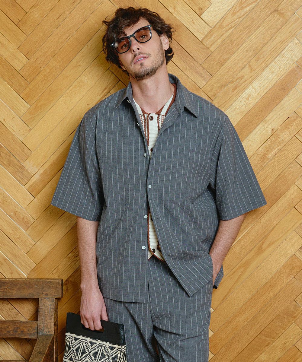 ダブルスタンダードクロージング　　ジボーダーDラガーシャツ DOUBLE STANDARD CLOTHING - 古着 DOUBLE STANDARD CLOTHING ダブル
