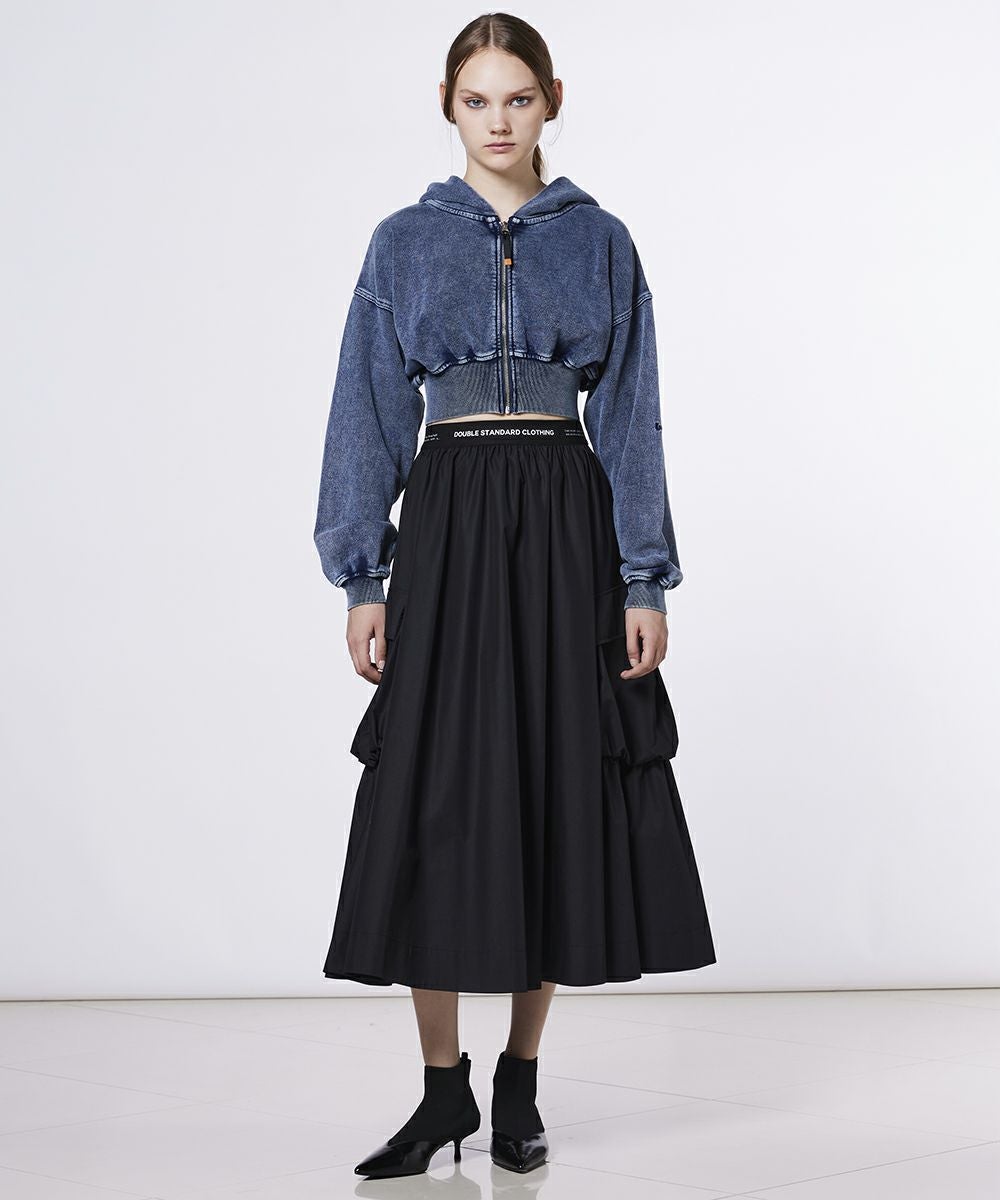 【最終値下げ】ダブスタ　ESSENTIAL / 裏毛ショート丈パーカー　新品 ESSENTIAL / インディゴクロップドパーカー（WEB限定） TOPS Night