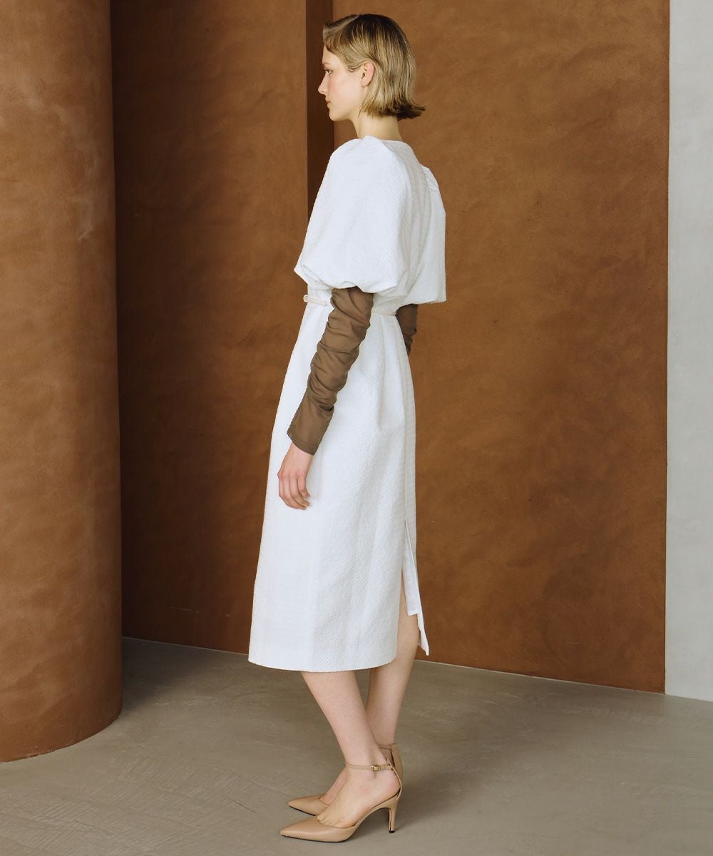 新品　ダブルスタンダードクロージングCORCOVADO パフスリーブドレス　40 CORCOVADO / フラワーパフスリーブドレス DRESS Night STORE | ダブル