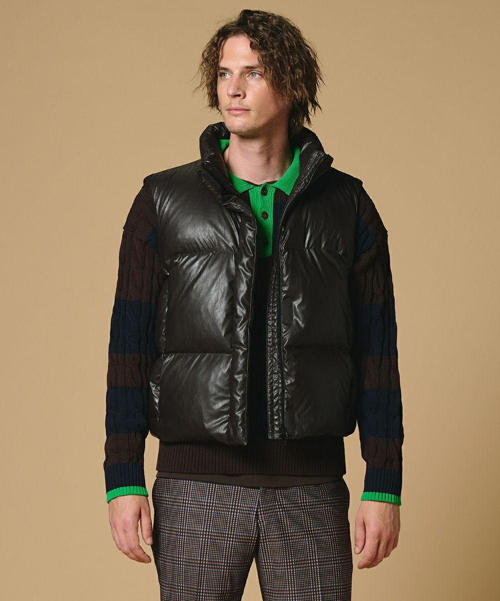 D/him フェイクレザーダウンベスト(SALE) D／him OUTLET Night STORE