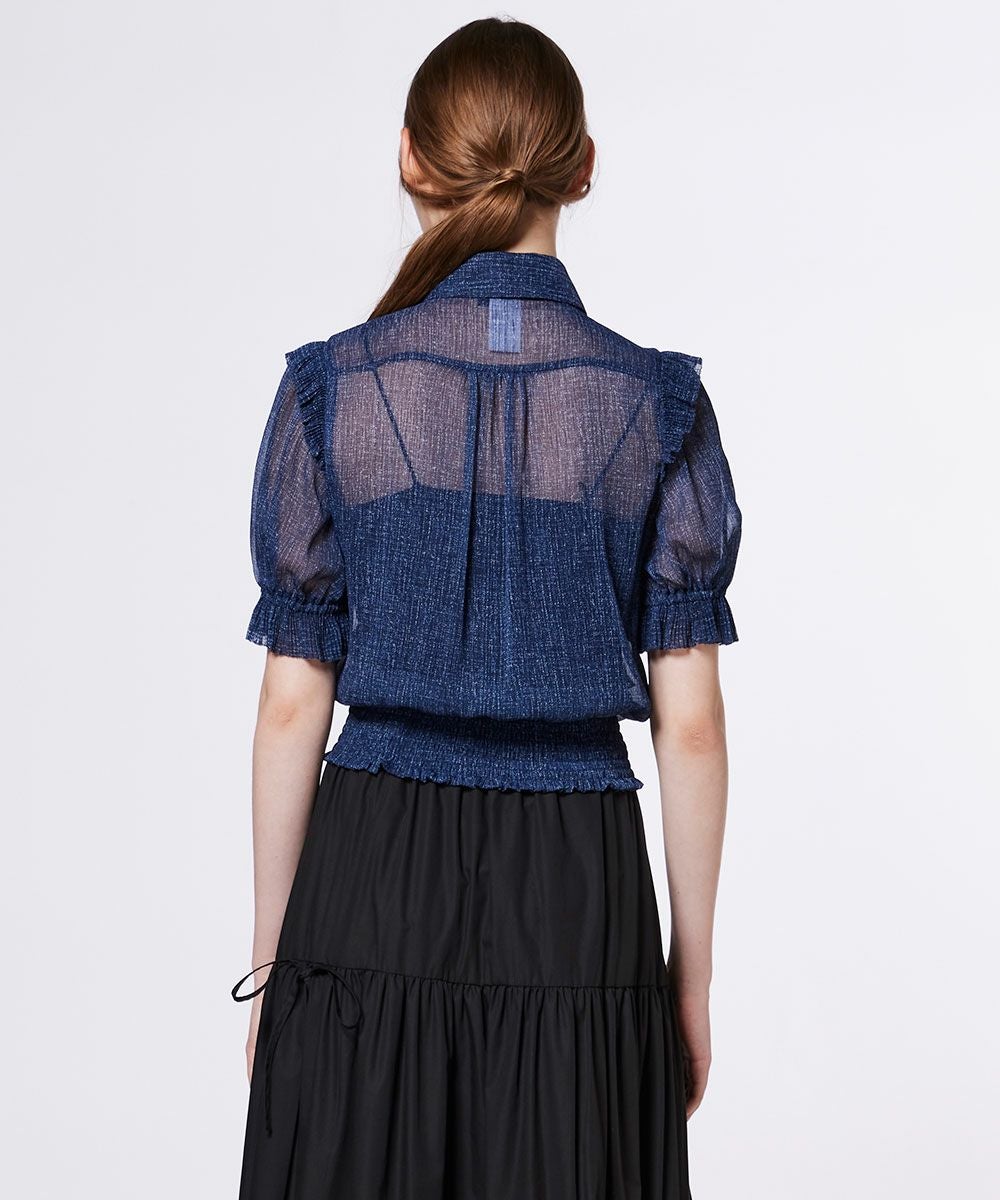 DSC / デニムプリントシフォンブラウス TOPS Night STORE | ダブル DSC / デニムプリントシフォンブラウス TOPS Night STORE | ダブル