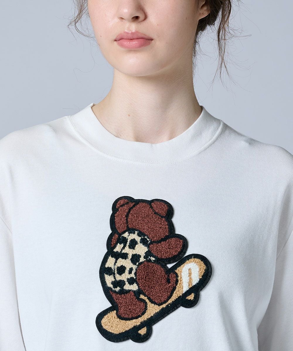 【ダブルスタンダードクロージング】ベア ワッペン スケボ ロンT 長袖Tシャツ白 DOUBLE STANDARD CLOTHING - 【ダブルスタンダードクロージング】ベア