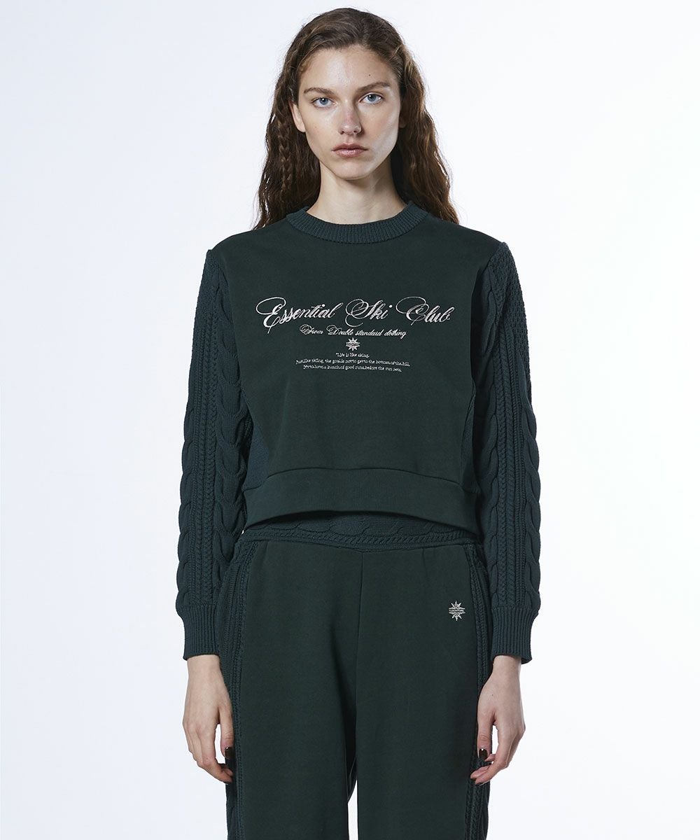 ESSENTIAL / 裏毛ドッキング ケーブルニット TOPS Night STORE