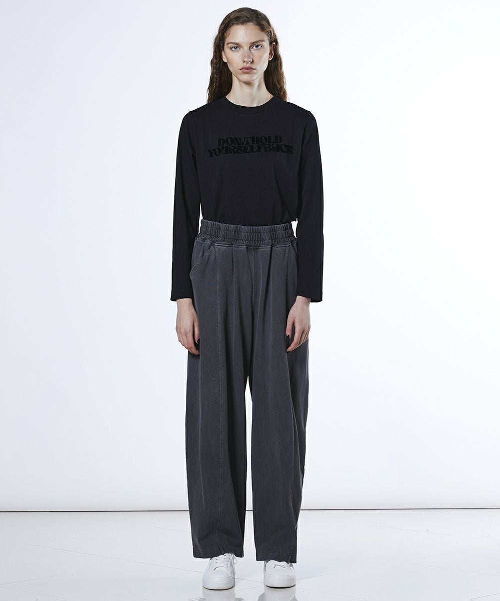 ESSENTIAL / メッセージロゴ アシンメトリーロンT TOPS Night STORE