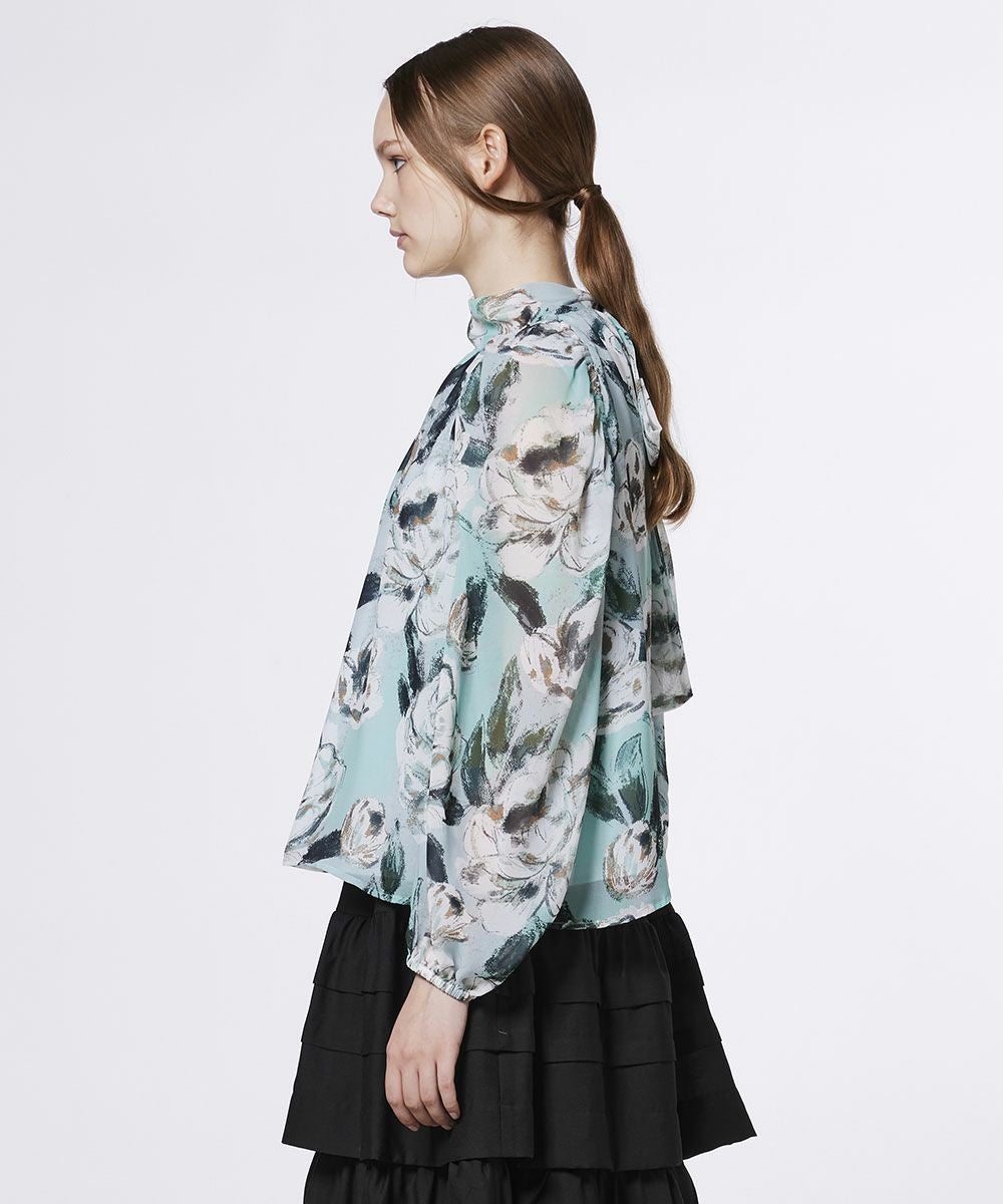 Sov. / フラワーシフォン ボウタイブラウス TOPS Night STORE | ダブル
