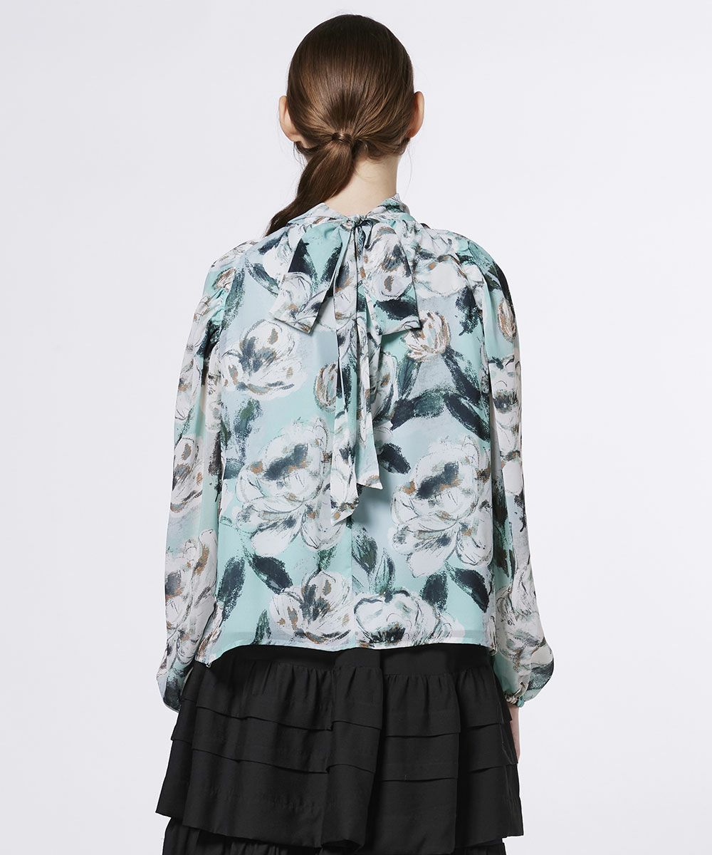 Sov. / フラワーシフォン ボウタイブラウス TOPS Night STORE | ダブル
