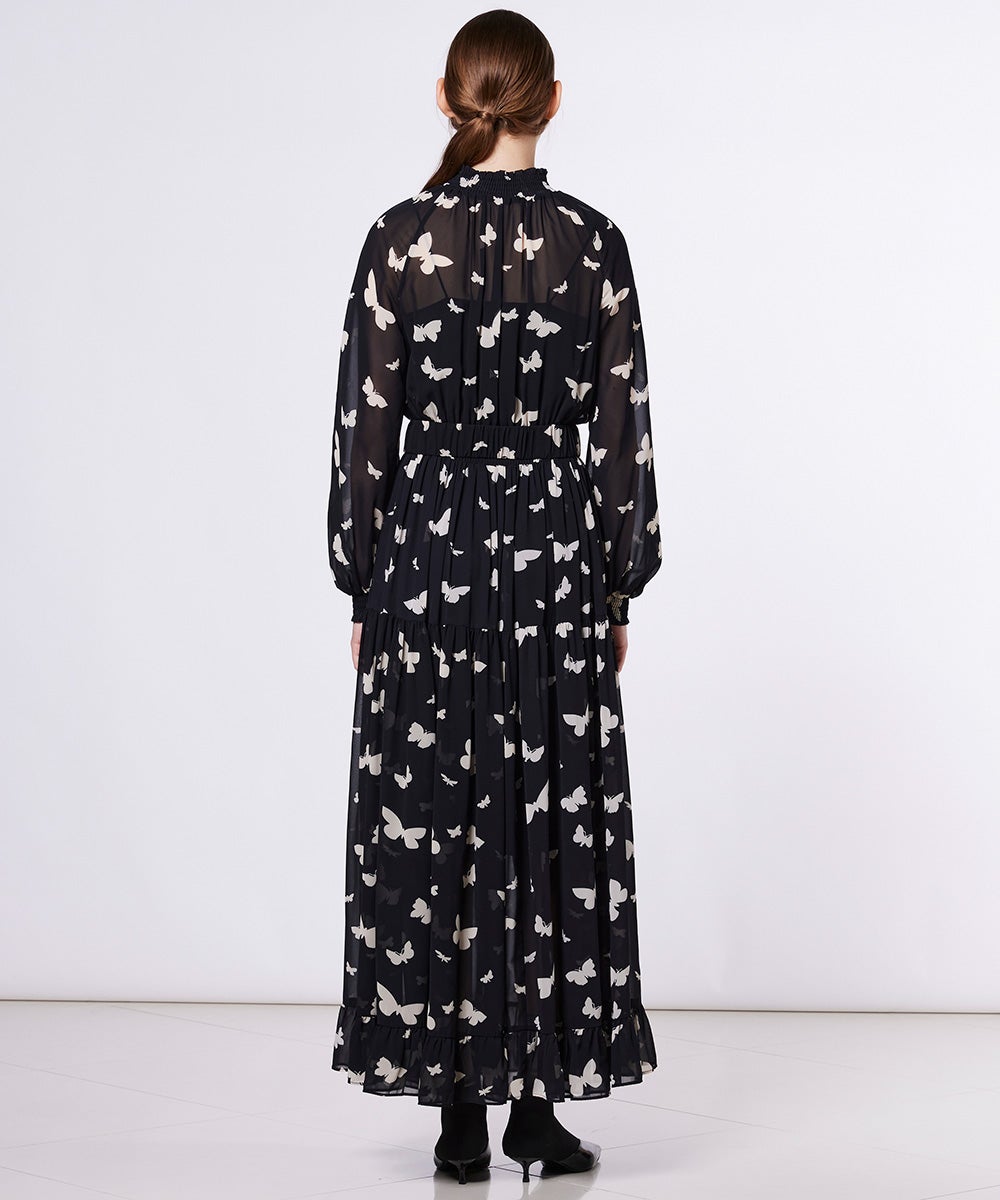 Sov. / バタフライプリント シフォンワンピース DRESS Night STORE