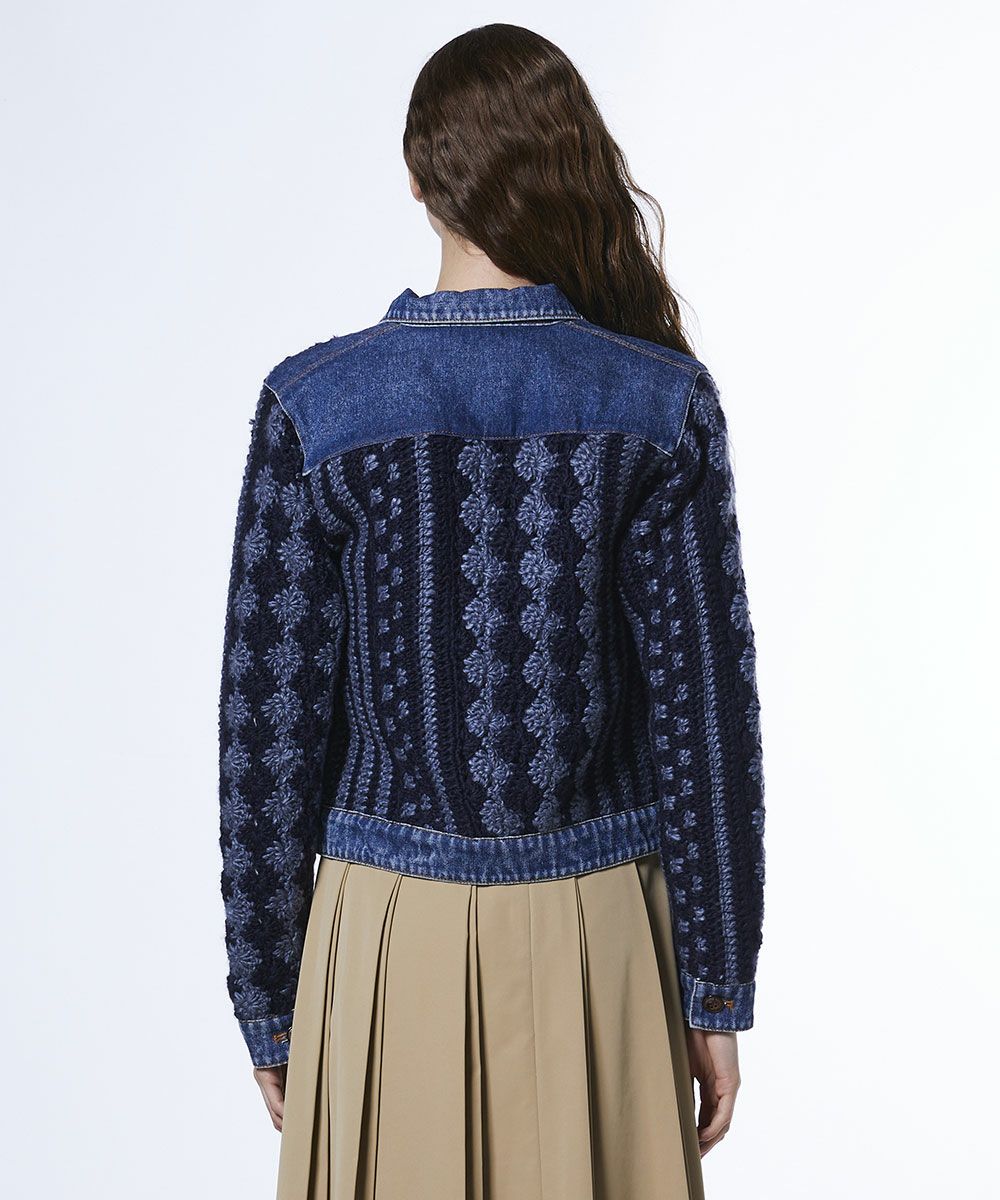 DSC / デニムコンビハンドニットジャケット TOPS Night STORE | ダブル