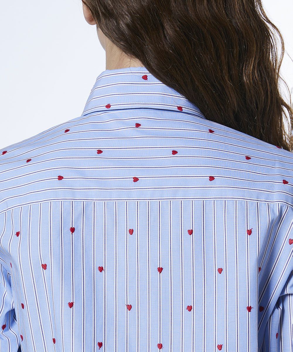 定価4万程度 ストライプ柄 長袖シャツ ハート刺繍 ONCILY（オンシェリー） シャツ HEART EMBROIDERY STRIPE SHIRT