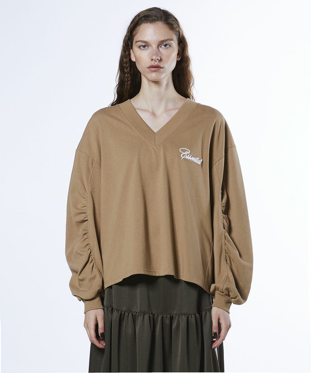 ESSENTIAL / コットン天竺 ギャザートップス(SALE) TOPS Night STORE