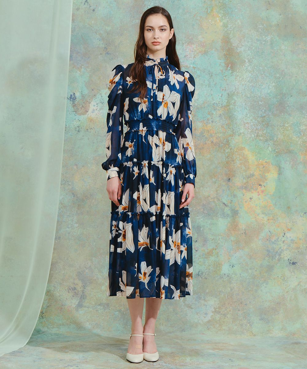 ダブスタ　コルコバード　シフォンワンピース CORCOVADO / シフォンボウタイフラワードレス DRESS Night STORE