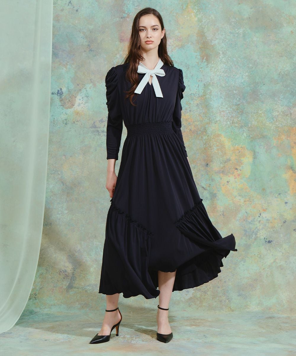 服/ファッション ドレス APPLAUDIR】クリアジョーゼットコンビ ドレス （ドレス）｜L size