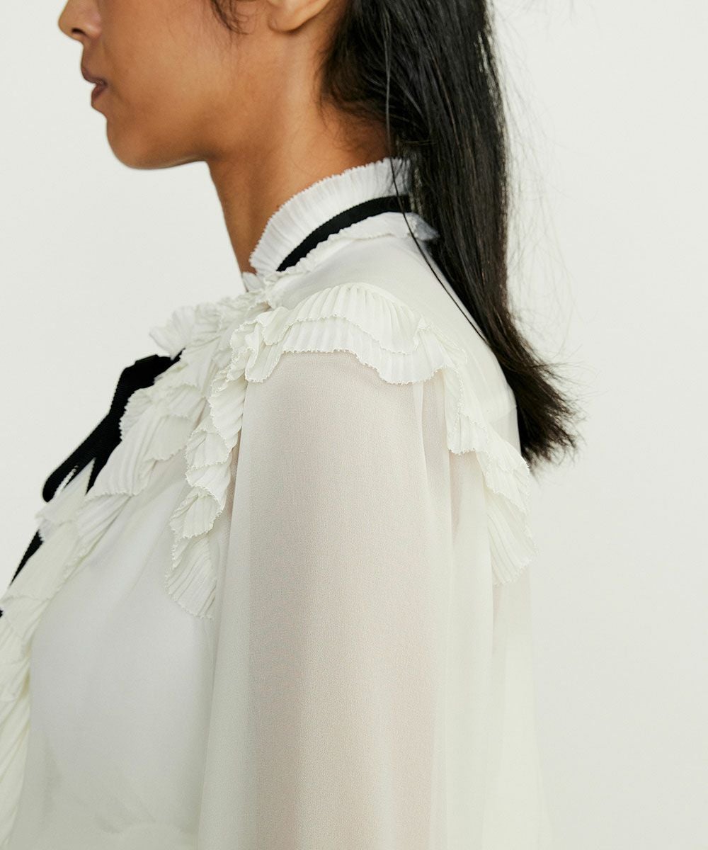36 ギャザーフリルデザインブラウス / Sov. ⭐︎ ダブル | STORE Night TOPS ギャザーフリルデザインブラウス / Sov. 美品 トップス