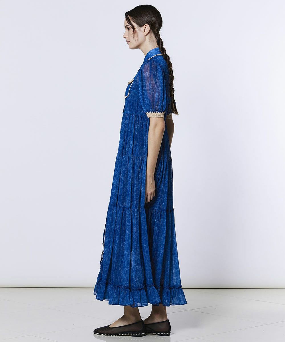 Sov. / デニムプリント シアーティアードワンピース DRESS Night STORE