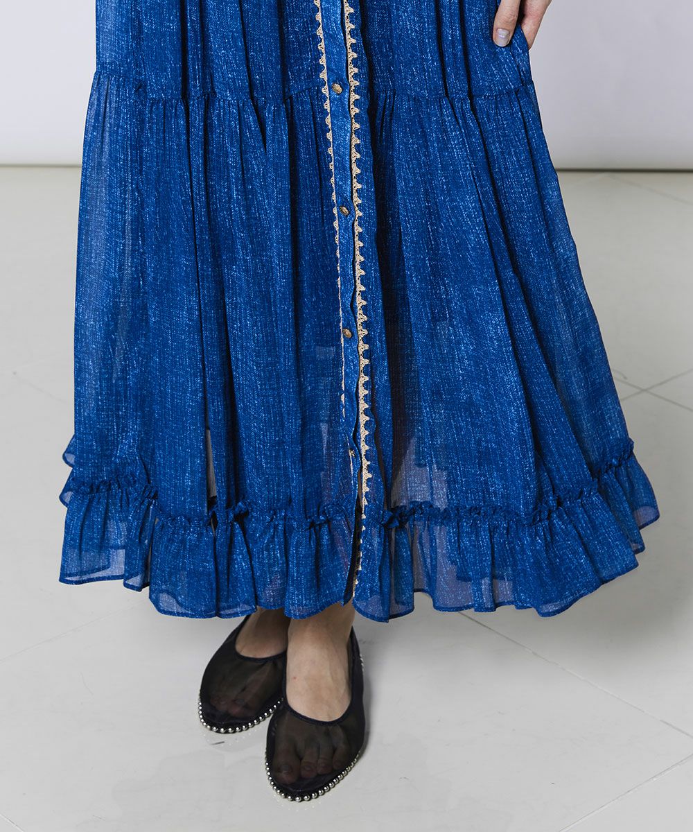 Sov. / デニムプリント シアーティアードワンピース DRESS Night STORE